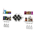 5-Piece Wall-Mounted Wine Rack Set with Glass Holder & Shelves