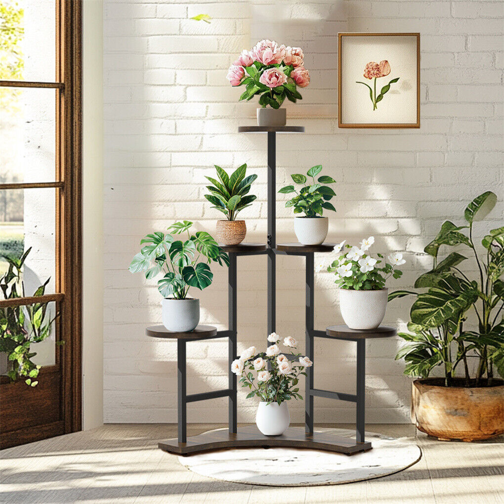 P&P 6 Tiered XXL Corner Plant Shelf Multiple Potted Flower Stand Balcony Garden