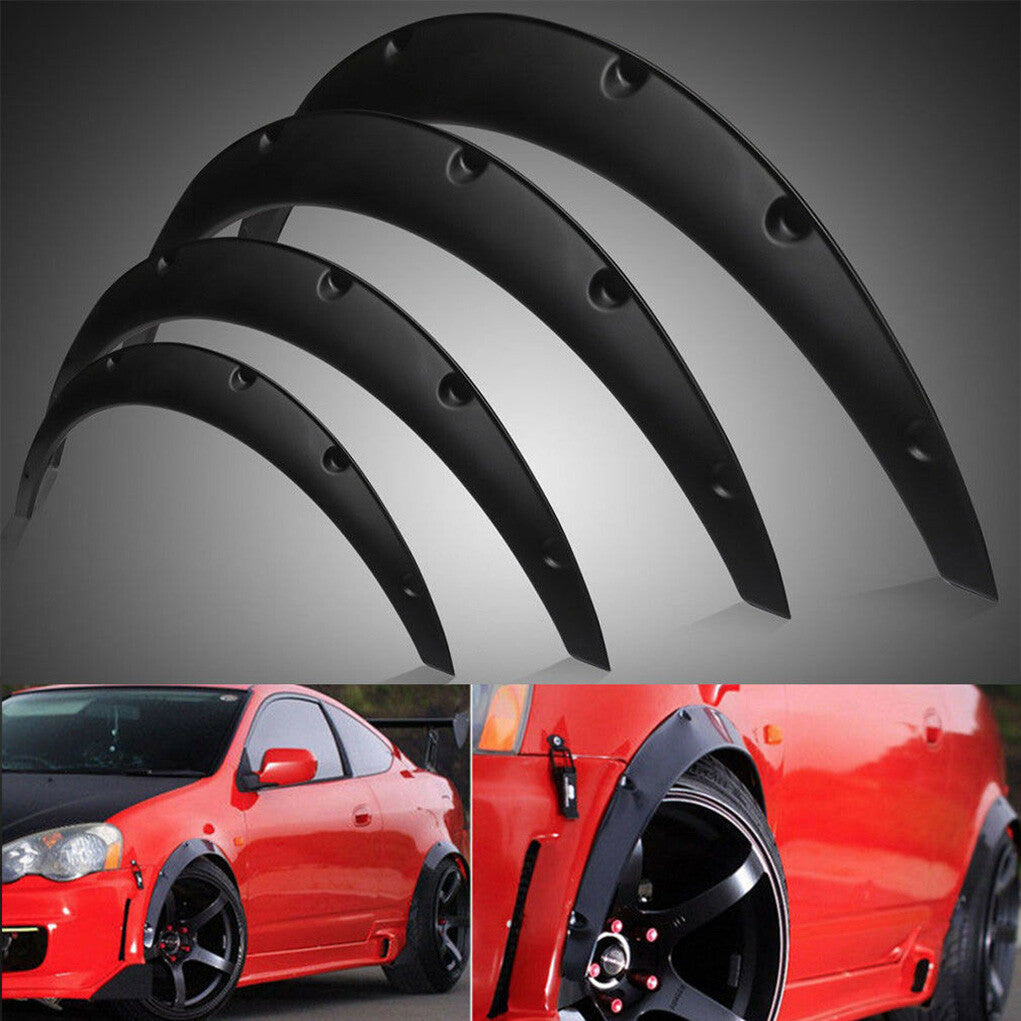 P&P 4 Pcs Universal Car Fender Flares Flexible Durable Body Wheel Extra Wide Arches