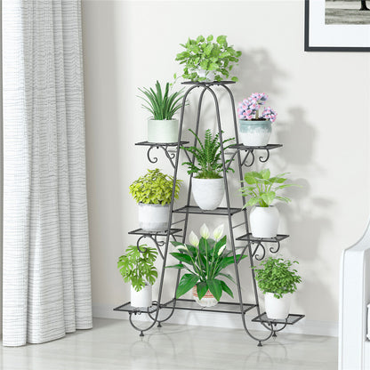 P&P Multilayer Metal Plant Stand Tall Flower Shelf Unit Garden Patio Display Rack