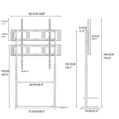 White Adjustable Freestanding TV Stand for 32â€“100 Inch Screens with Cable Management
