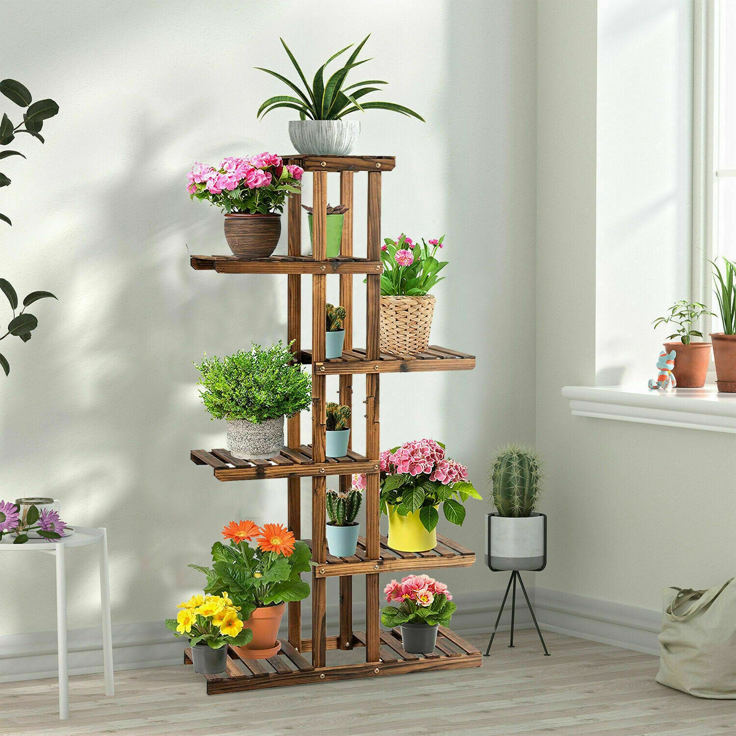 Shop tall wooden flower shelf with storage online â€“ AU delivery