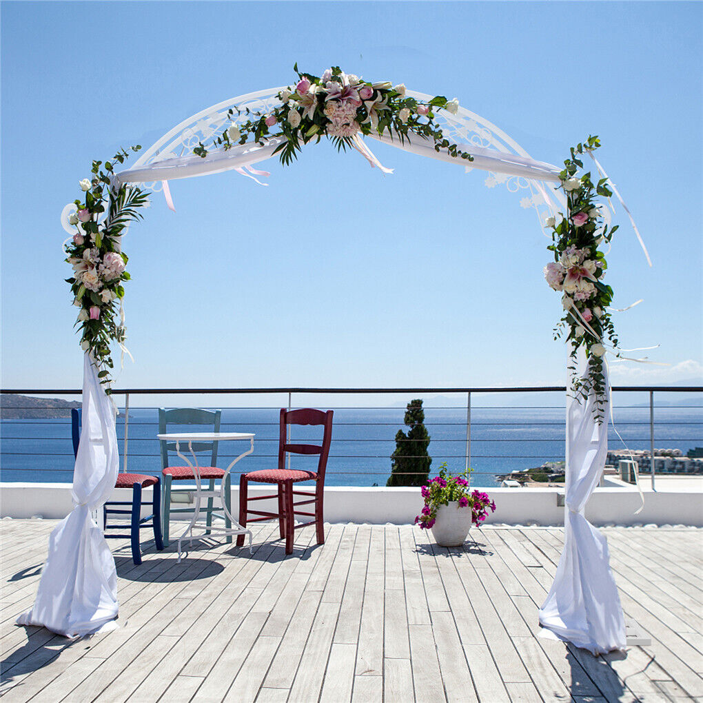 P&P Weatherproof White Wedding Archway Backdrop Stand Garden Arch Trellis Arbor 2.4M