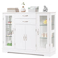 Buffet Sideboard with Tempered Glass Doors & Drawers