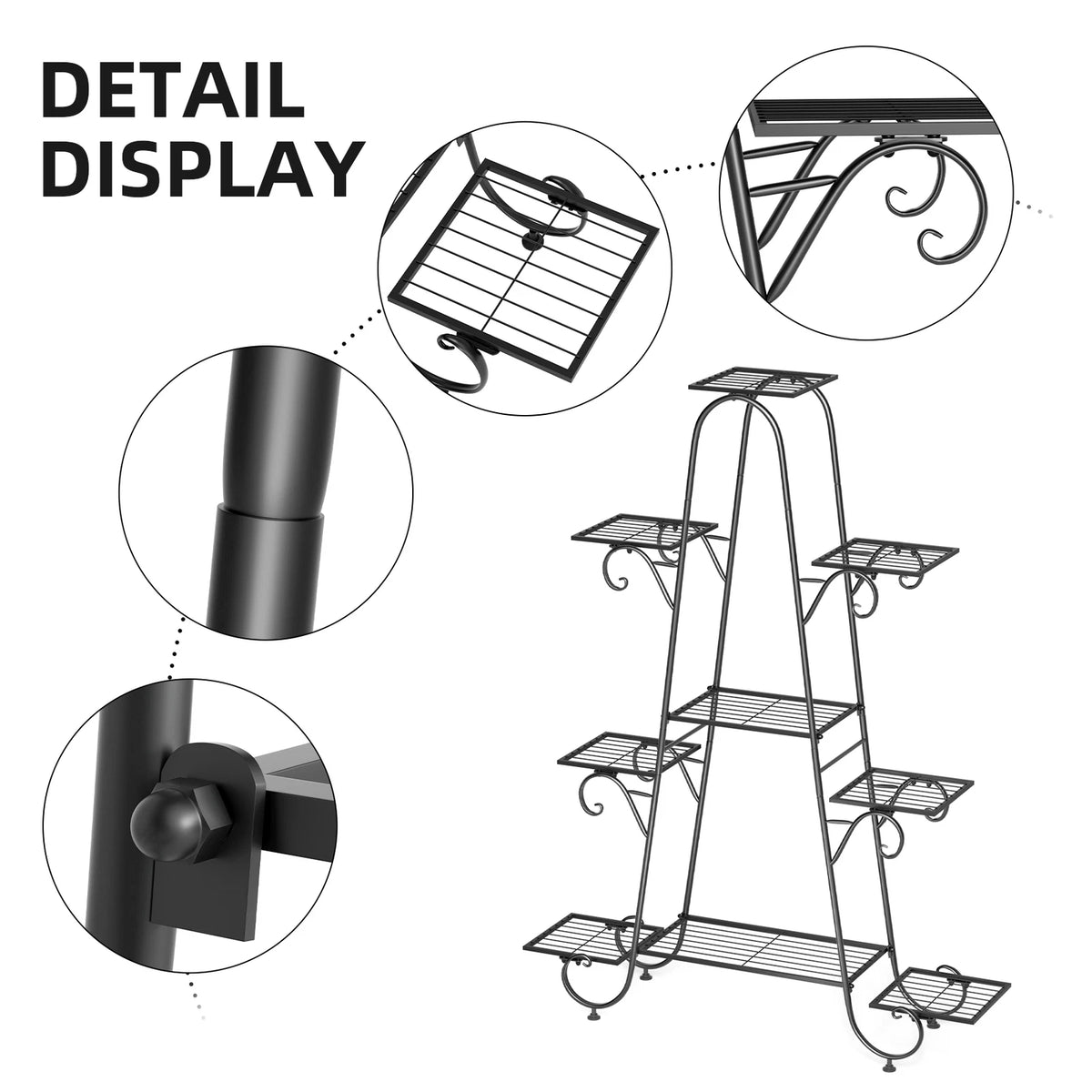 Metal Plant Stand for Flower Pots - Tall Garden Shelf