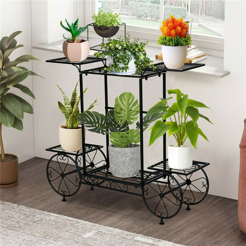 P&P Extra Large Metal Flower Cart Pot Rack Plant Display Stand Holder Home Decor