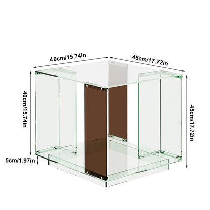 2 Tier Green Tinted Acrylic Side Table Square Bedside End Table with Open Storage