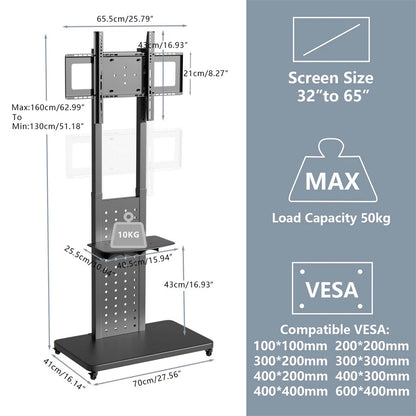 Rolling TV stand dimensions and screen compatibility