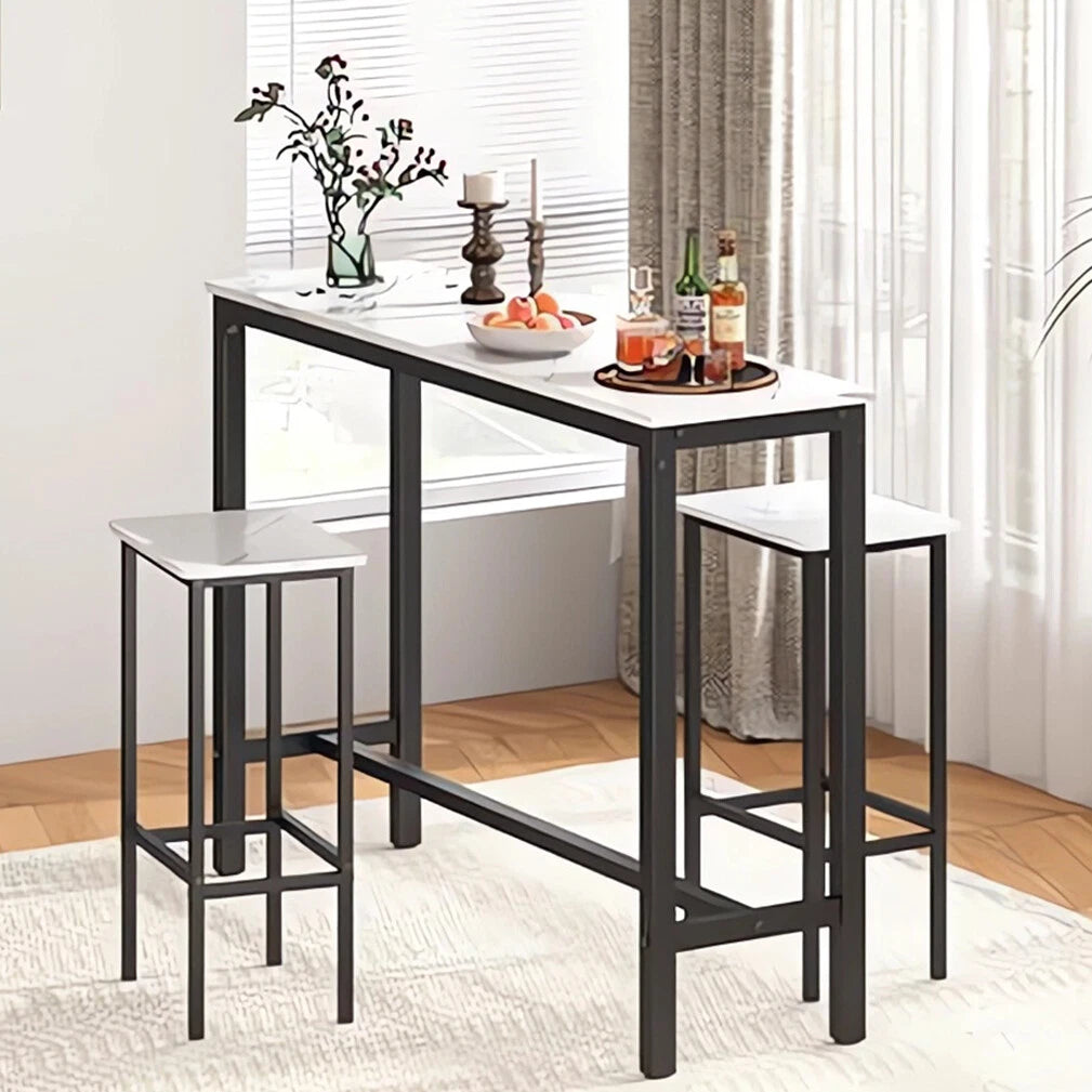 Modern white bar table with built-in footrest