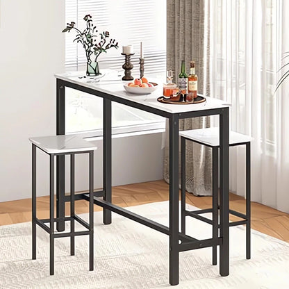 Modern white bar table with built-in footrest