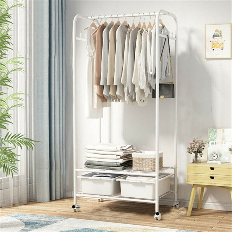 2-Tier Rolling Freestanding Garment Rack