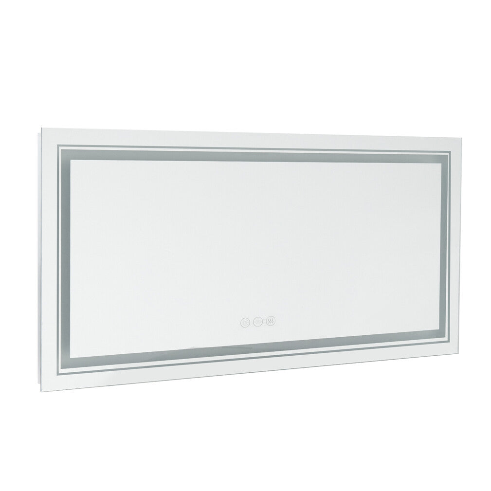 Oversize dual-light anti-fog LED bathroom mirror, front view