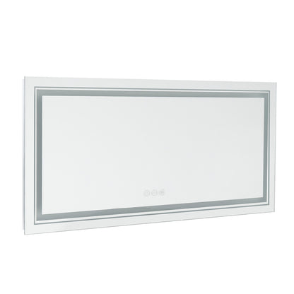 Oversize dual-light anti-fog LED bathroom mirror, front view