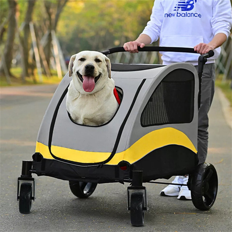 Foldable dog pushchair for outdoor walks