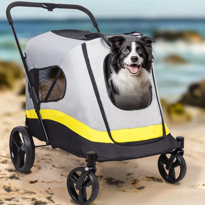 Large pet pushchair viewed from the side