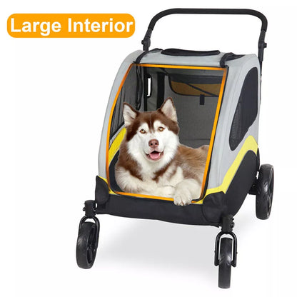 Pet stroller cabin with panoramic mesh windows