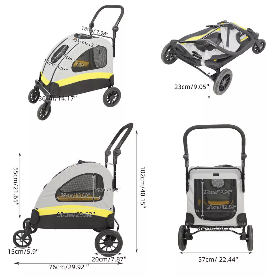 Spacious dog stroller suitable for one large pet