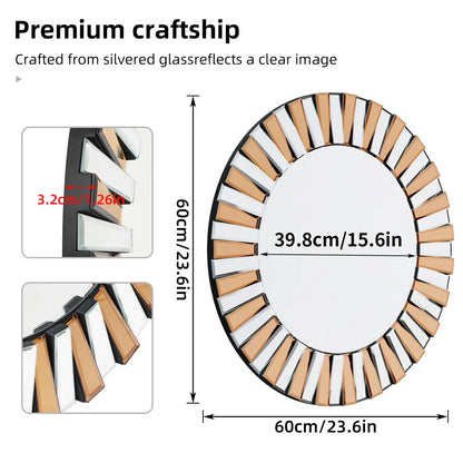 Modern sunburst wall accent mirror with beveled glass