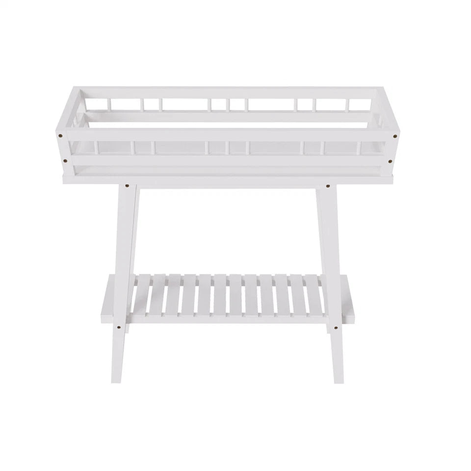 2 Tier Decorative Plant Stand & Accent Table Indoor/Outdoor Flower Display Shelf for Living Room, Balcony, or Patio