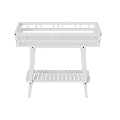 2 Tier Decorative Plant Stand & Accent Table Indoor/Outdoor Flower Display Shelf for Living Room, Balcony, or Patio