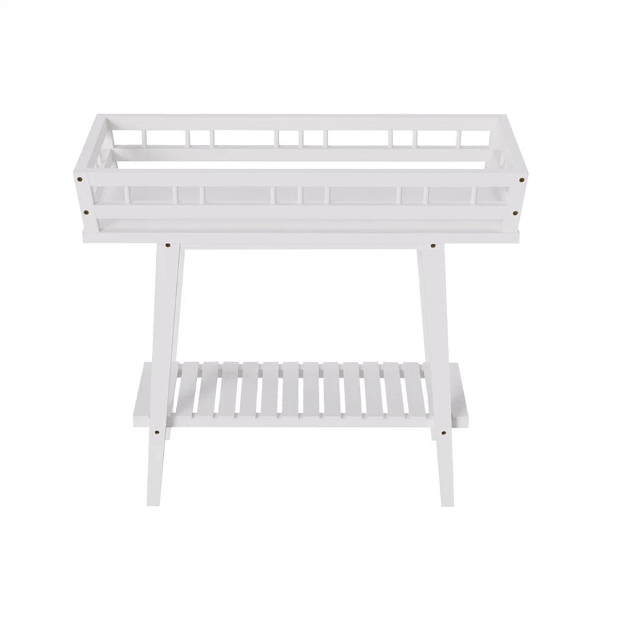 2 Tier Decorative Plant Stand & Accent Table Indoor/Outdoor Flower Display Shelf for Living Room, Balcony, or Patio