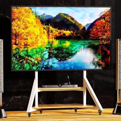 TV floor stand for 65 to 100 inch screens in white