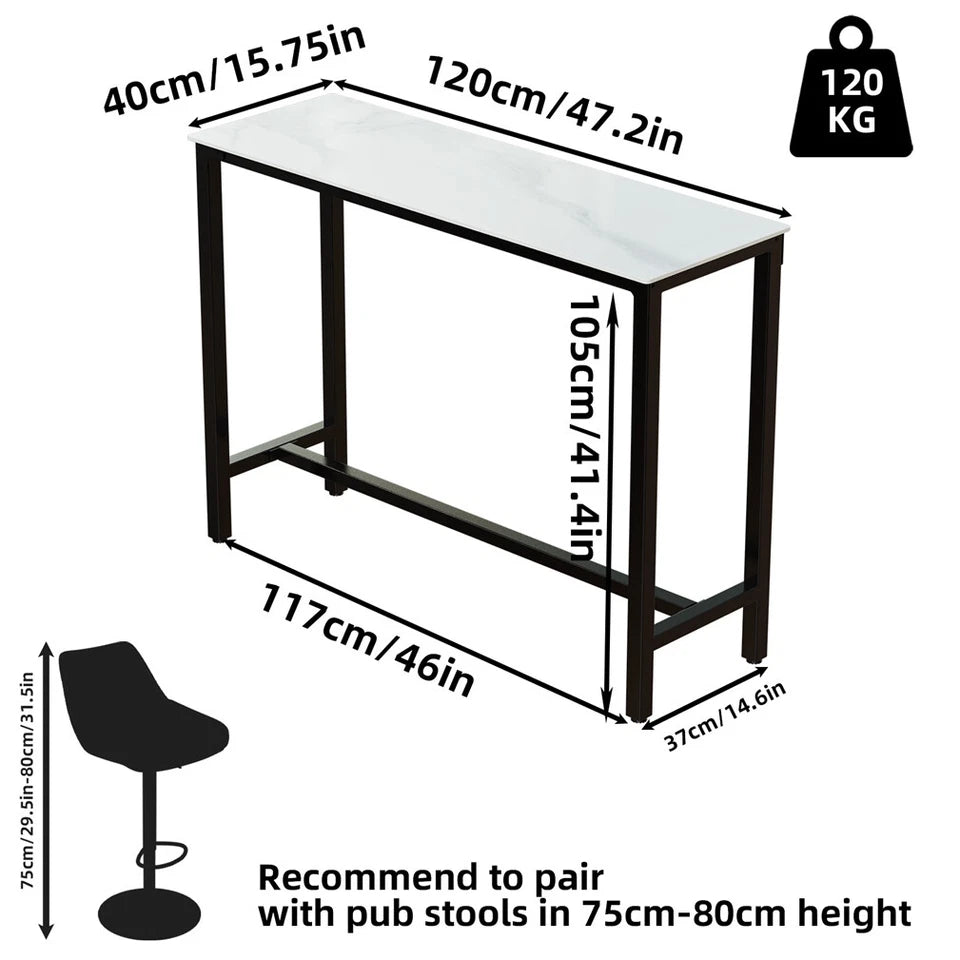 Stylish white bar height table for kitchen and dining areas