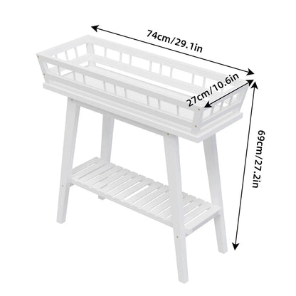 2 Tier Decorative Plant Stand & Accent Table Indoor/Outdoor Flower Display Shelf for Living Room, Balcony, or Patio