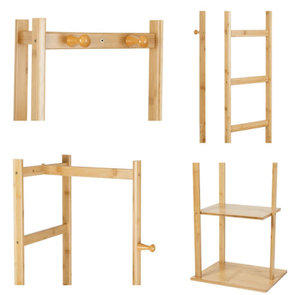 Premium Bamboo Corner Coat Stand with Garment Shelf