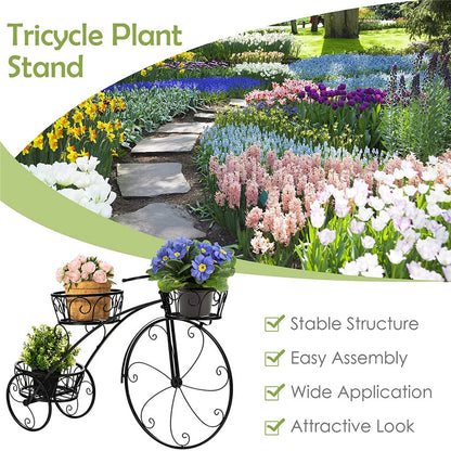 Metal Bicycle Flower Pot Stand for Patio & Garden