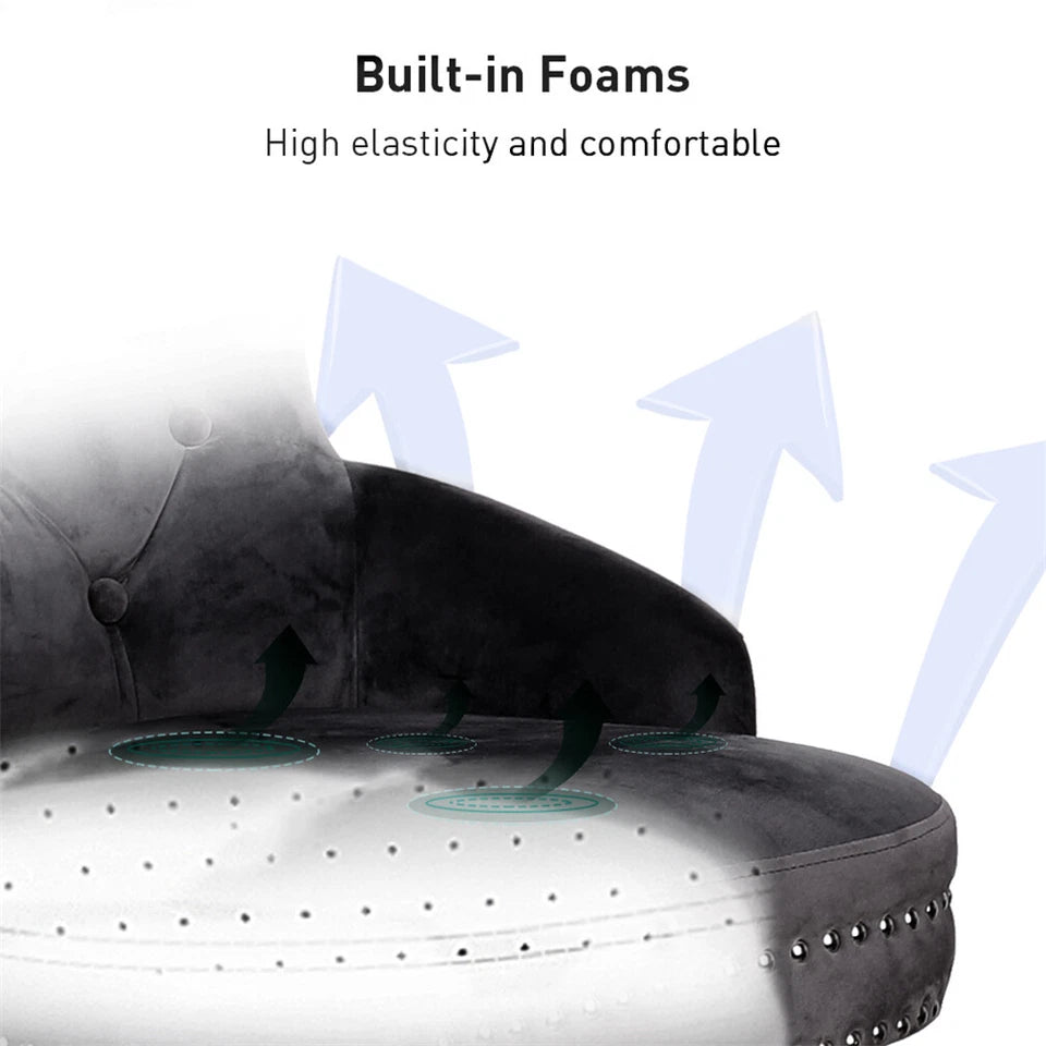 Adjustable black velvet counter stool with 360 degree rotation