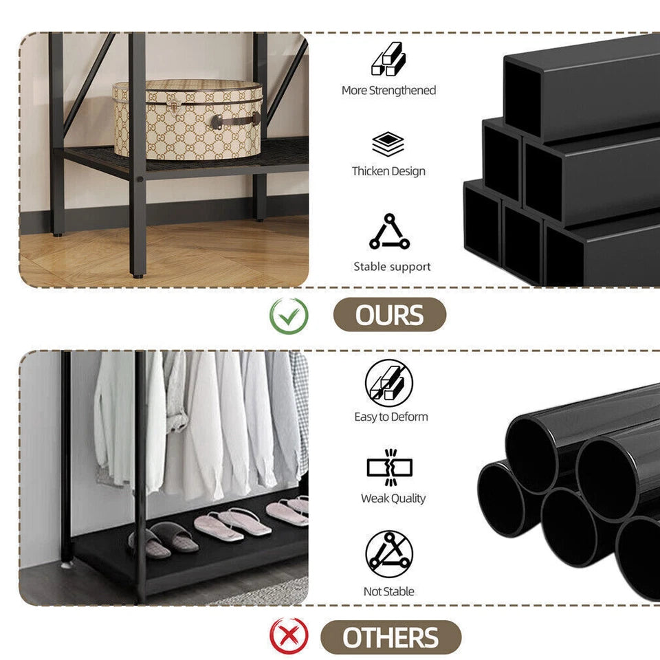 Fin Xxl Heavy Duty Wardrobe With 2 Drawers Bedroom Storage Hanging Bar Clothes Rail