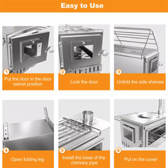 7-Pipe Portable Wood Burning Camping Stove â€” Outdoor & Backyard