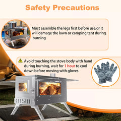 7-Pipe Portable Wood Burning Camping Stove â€” Outdoor & Backyard