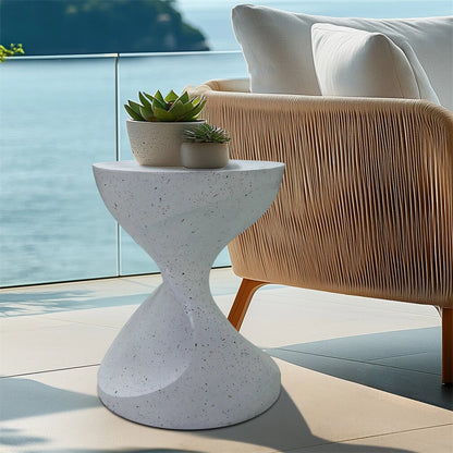 Modern hourglass accent table for patio and living room