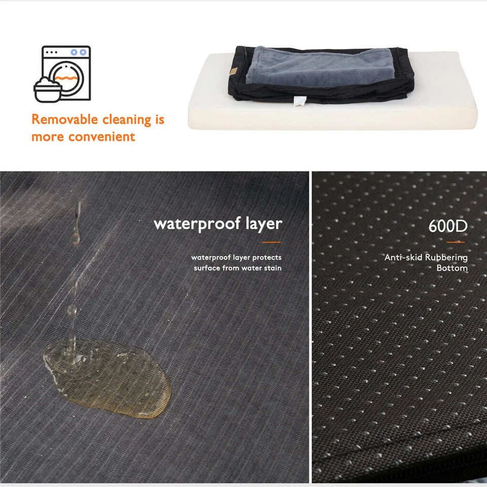 P&P Deep Gray Orthopedic Dog Bed With Foam Cushion And Washable Waterproof Cover