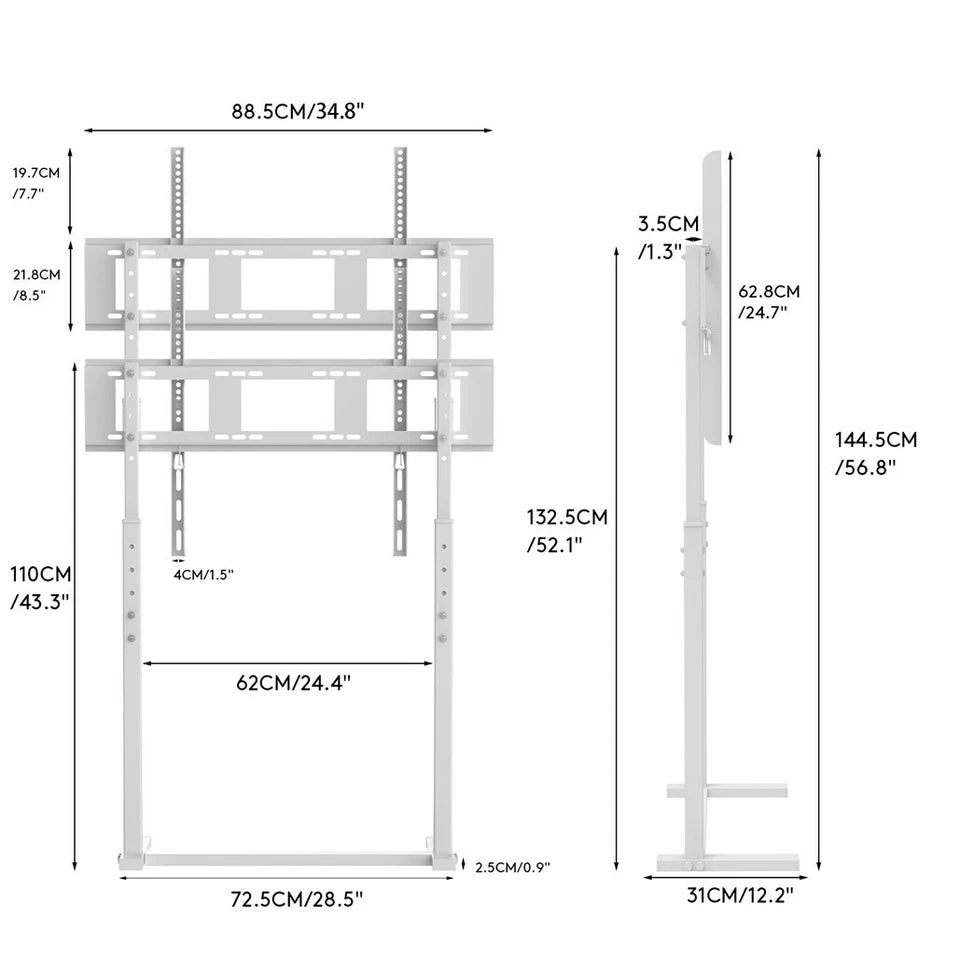 Universal TV stand with built-in cable management system