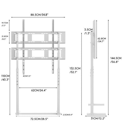 Universal TV stand with built-in cable management system