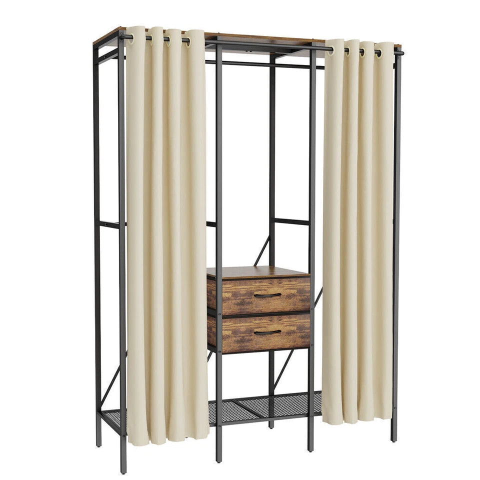 Fin Xxl Heavy Duty Wardrobe With 2 Drawers Bedroom Storage Hanging Bar Clothes Rail
