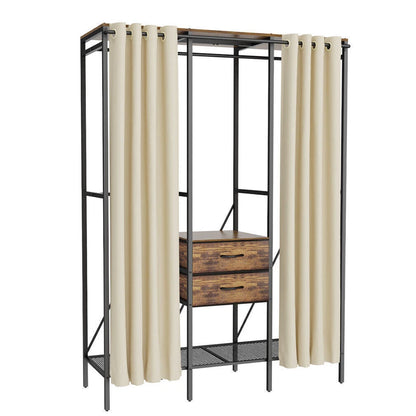 Fin Xxl Heavy Duty Wardrobe With 2 Drawers Bedroom Storage Hanging Bar Clothes Rail