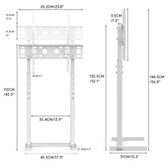 P&P White Adjustable Standing TV Stand with Cable Management for TVs