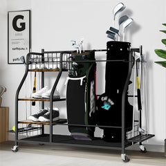 Golf Equipment Organizer with Wheels for Garage or Clubhouse
