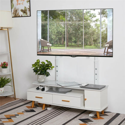Freestanding TV stand with cable management in white