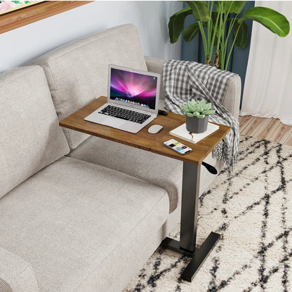 Portable laptop desk with dual tilting tabletop and wheels