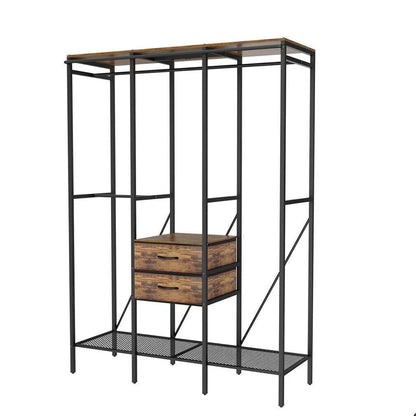 Fin Xxl Heavy Duty Wardrobe With 2 Drawers Bedroom Storage Hanging Bar Clothes Rail