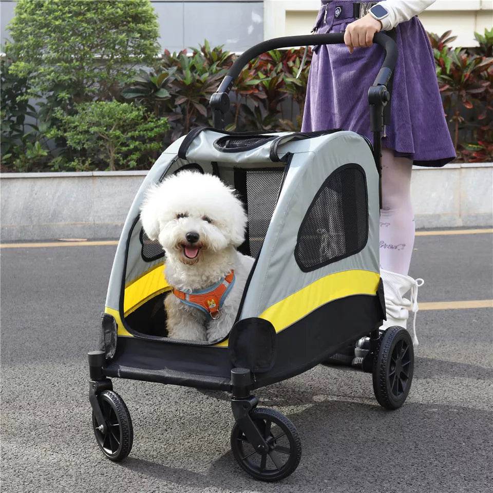 Shock-Absorbing Foldable Dog Stroller for XL XXL Dogs(L)
