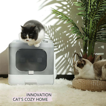 XL Foldable Enclosed Cat Toilet â€“ Leak-Proof & Covered Design