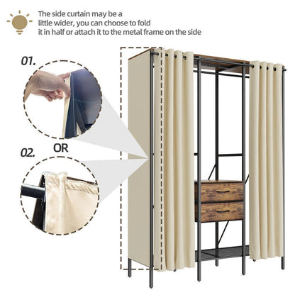 Fin Xxl Heavy Duty Wardrobe With 2 Drawers Bedroom Storage Hanging Bar Clothes Rail