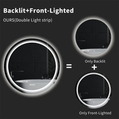 Modern vanity mirror with LED illumination and touch controls