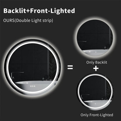 Modern vanity mirror with LED illumination and touch controls